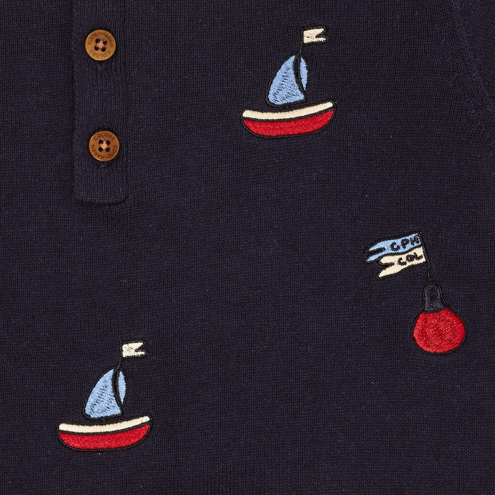 Køb COPENHAGEN COLORS Navy/Creme Kam. Polo m. Broderi