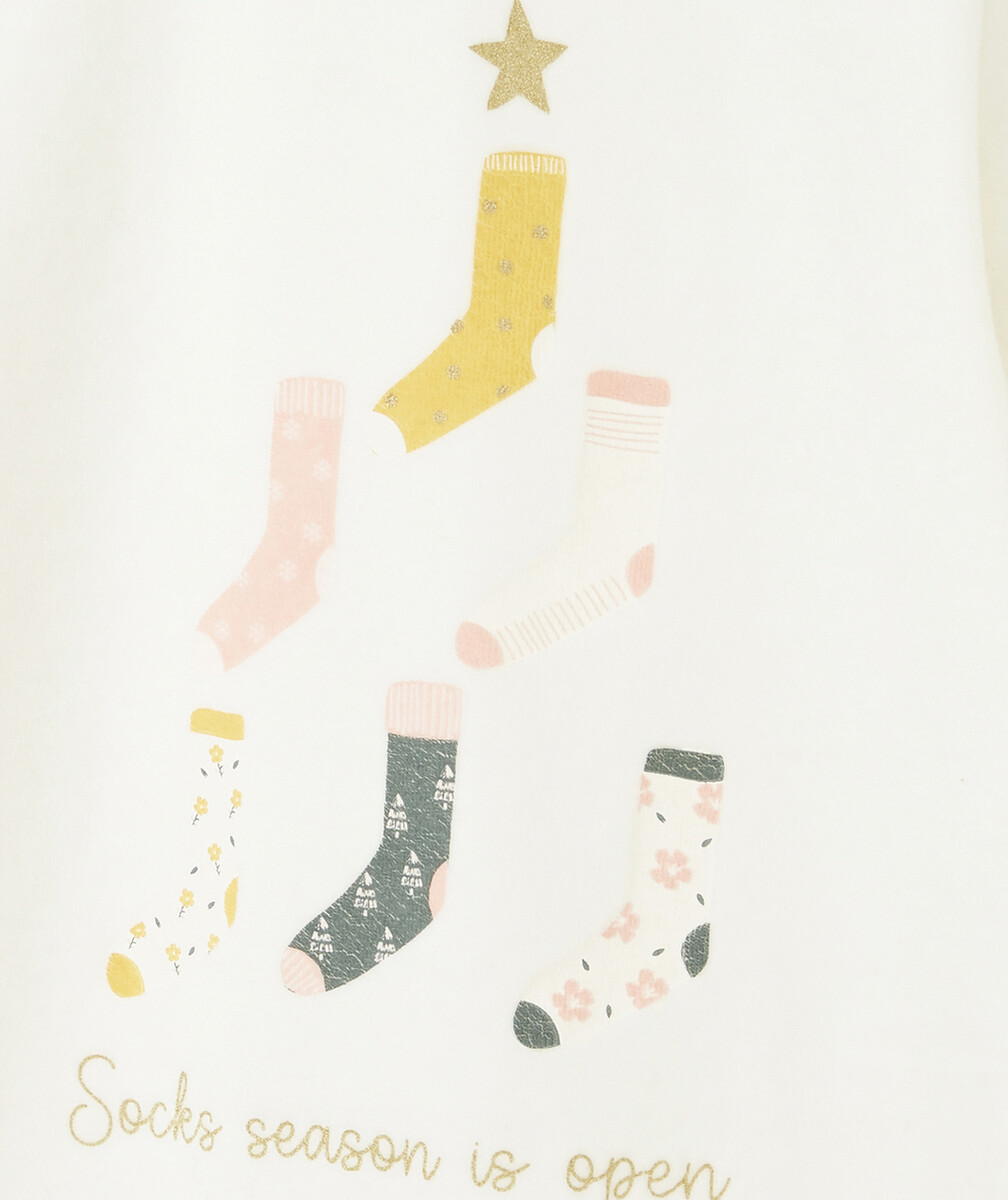 LA CHEMISE DE NUIT JAUNE ET BLANCHE ANIMÉE CHAUSSETTES