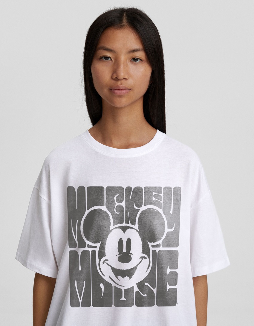 Camiseta de manga curta oversized com estampa do Mickey Mouse