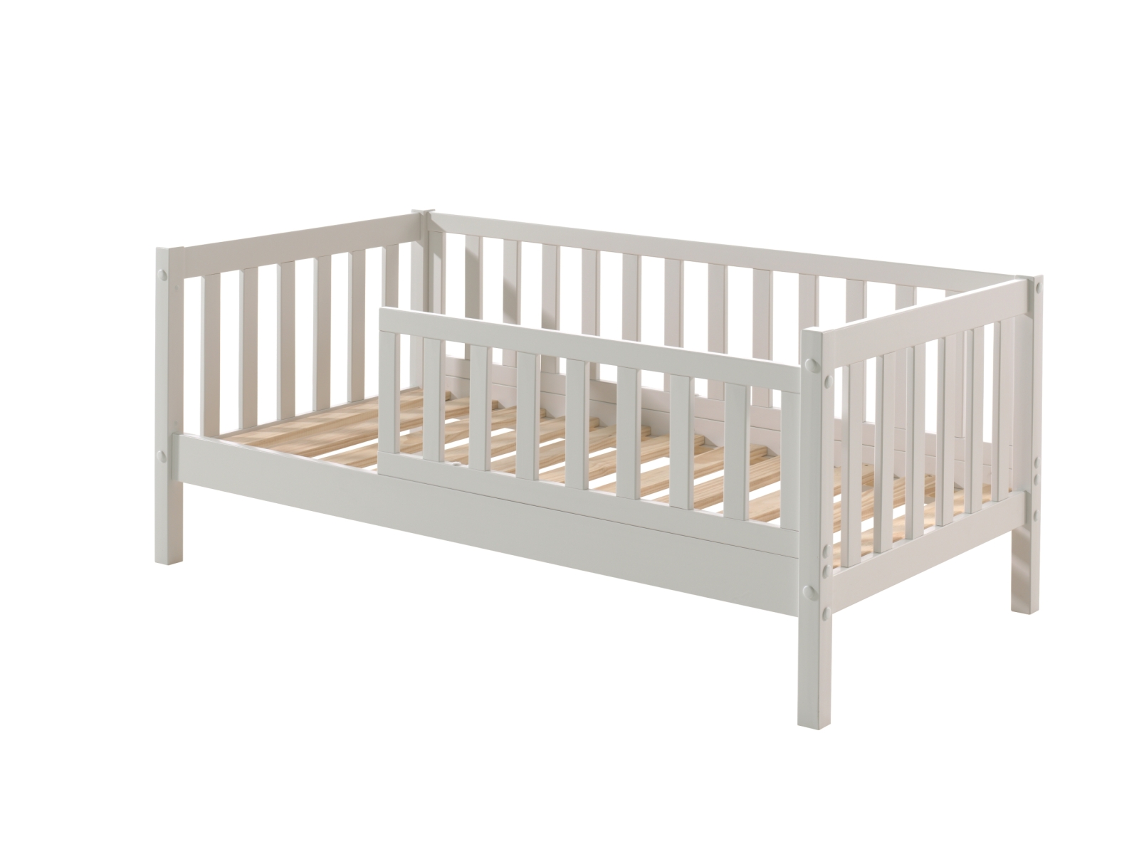 Kinderbett - weiß lackiert - Umrandung - Rolllattenrost - 70x140 cm