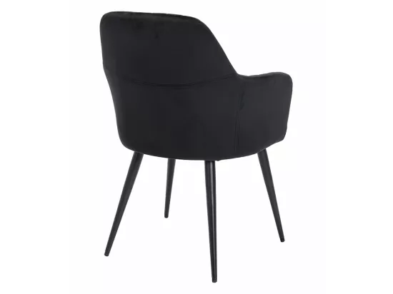 Lot de 6 chaises avec accoudoirs en velours et métal - Noir - ELEANA