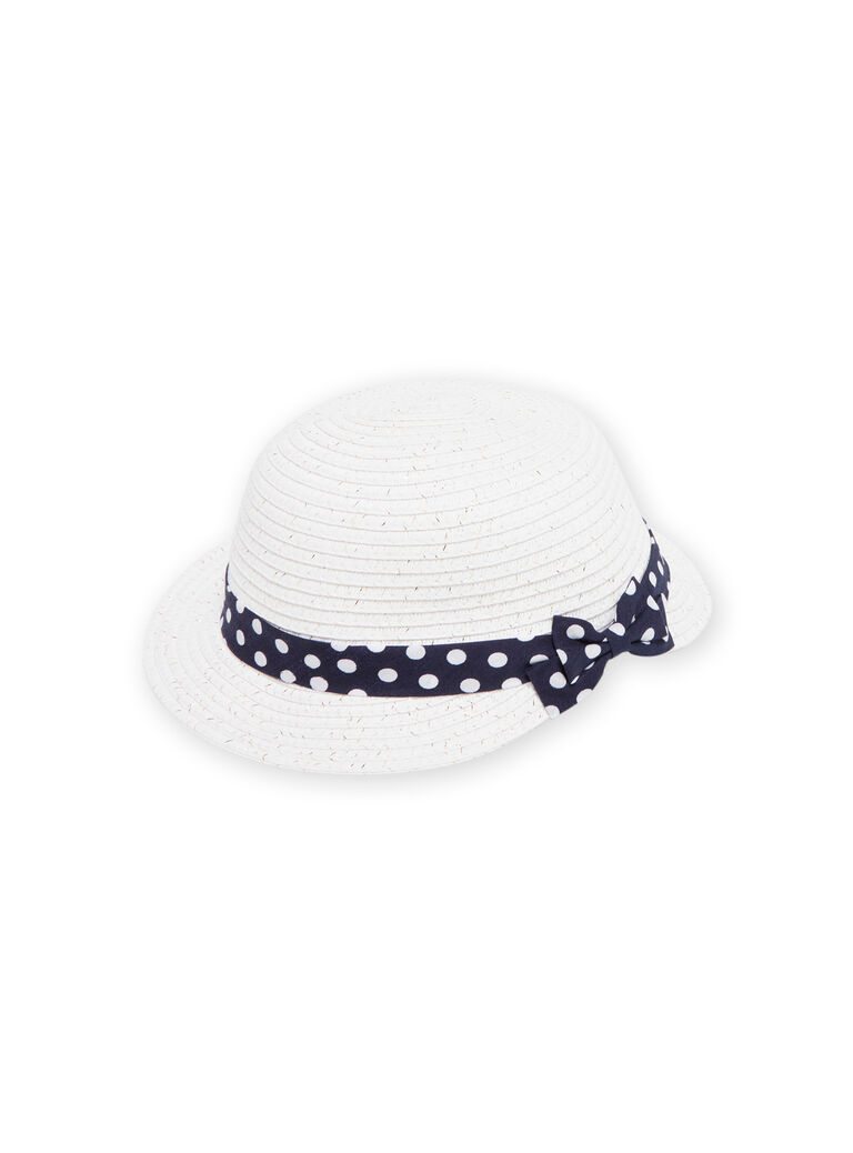 Chapeau écru nud à pois bébé fille