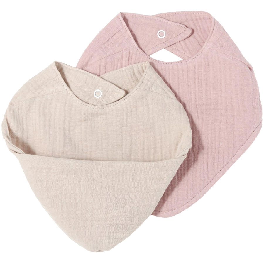 Nordic Coast Company Musselin Lätzchen-Set Altrosa & Beige