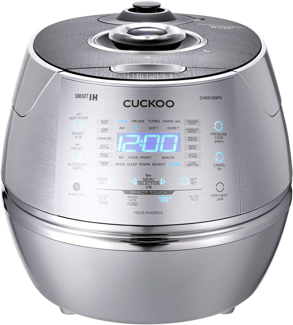 CUCKOO CRP-CHSS1009FN Dampfdruck-Reiskocher Rice Cooker 1,8l 10 Tassen | IH Induktions-Heiztechnik | Programmierbar | GABA-Reis | DSP-Technologie | Sicherheitsdampfventil