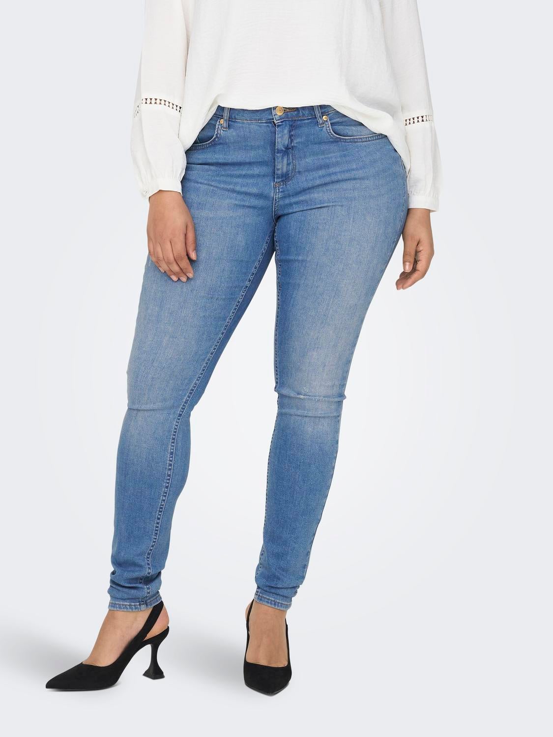 CARWILLY Mittlere Taille Skinny Fit Jeans Light Medium Blue Denim