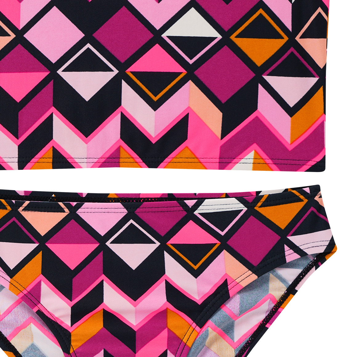 Yigga Mädchen Bikini mit grafischer Musterung pink / lila / schwarz