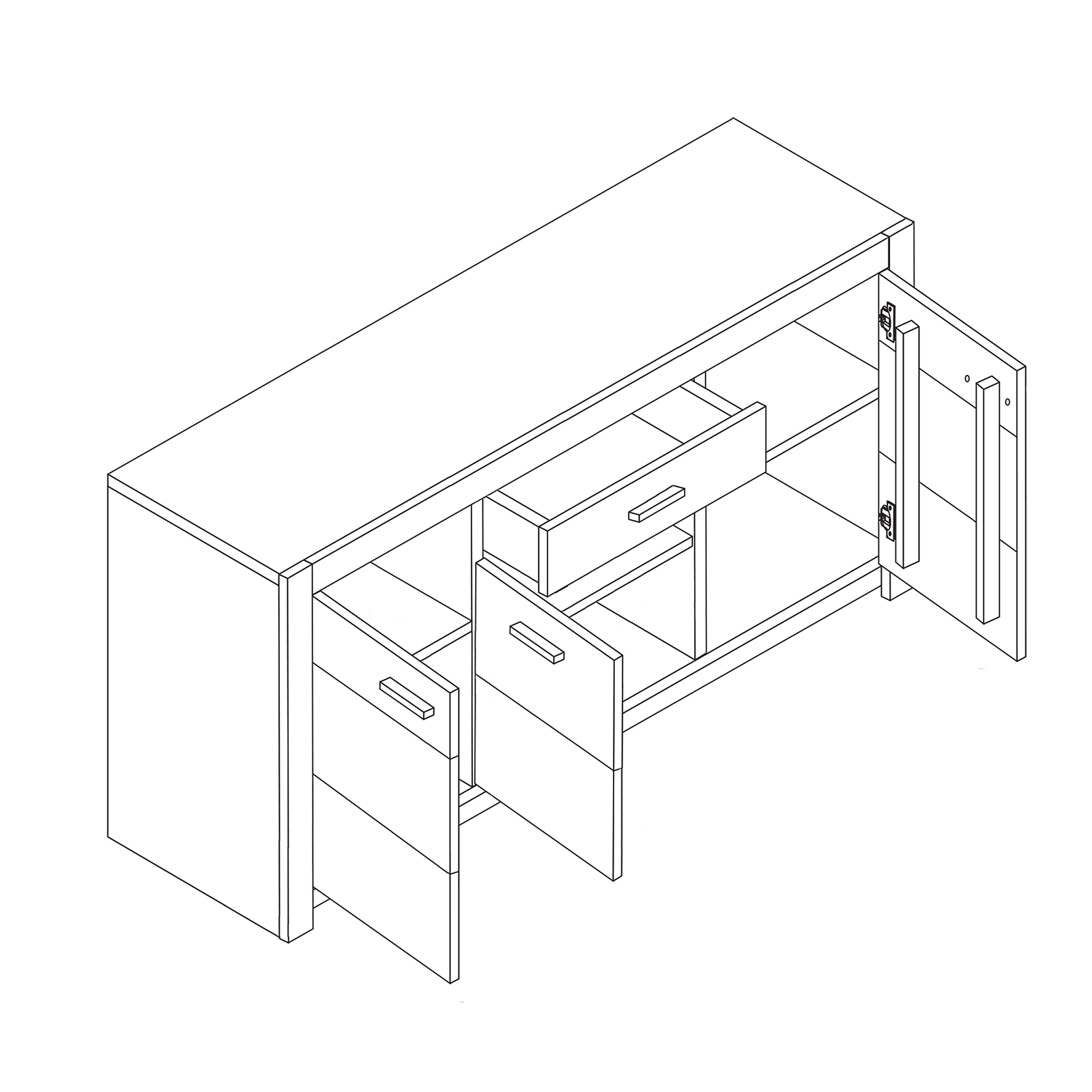 Sideboard HARTFORD - Wildeiche-Asteiche- 163 cm breit