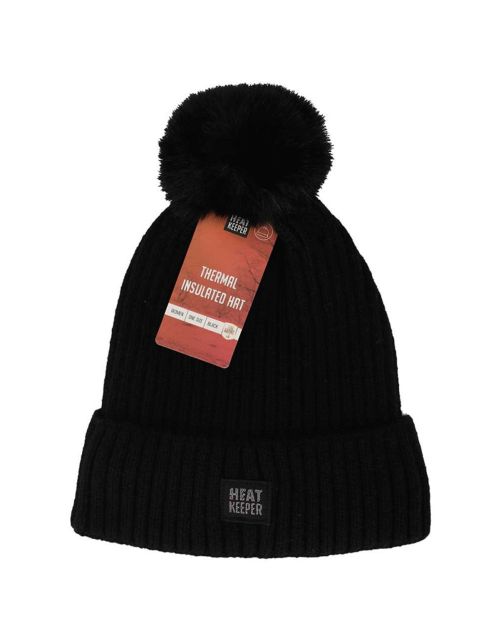 Heatkeeper Thermo Muts + Pompon - Vrijetijdskleding - Zwart One Size