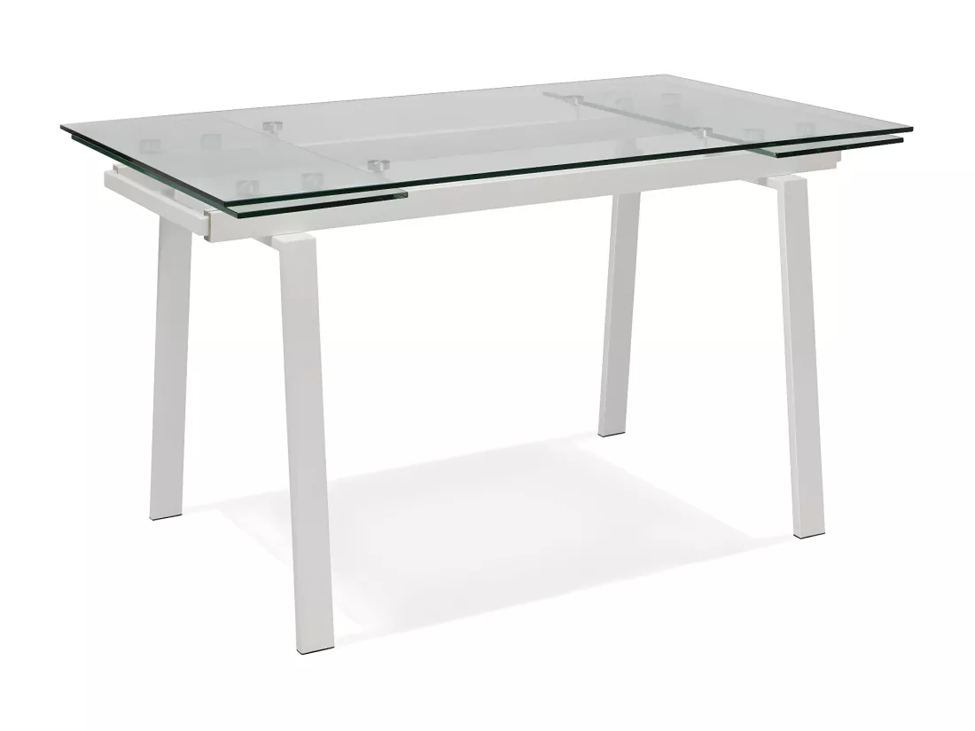 Tommy Table Extensible (140/200 x 80 cm) en Verre Trempé Blanc