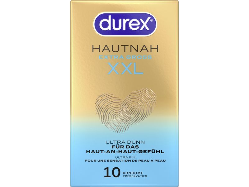 Durex Kondome Hautnah XXL 10 Stück Hochwertige Präservative zur sicheren Verhütung