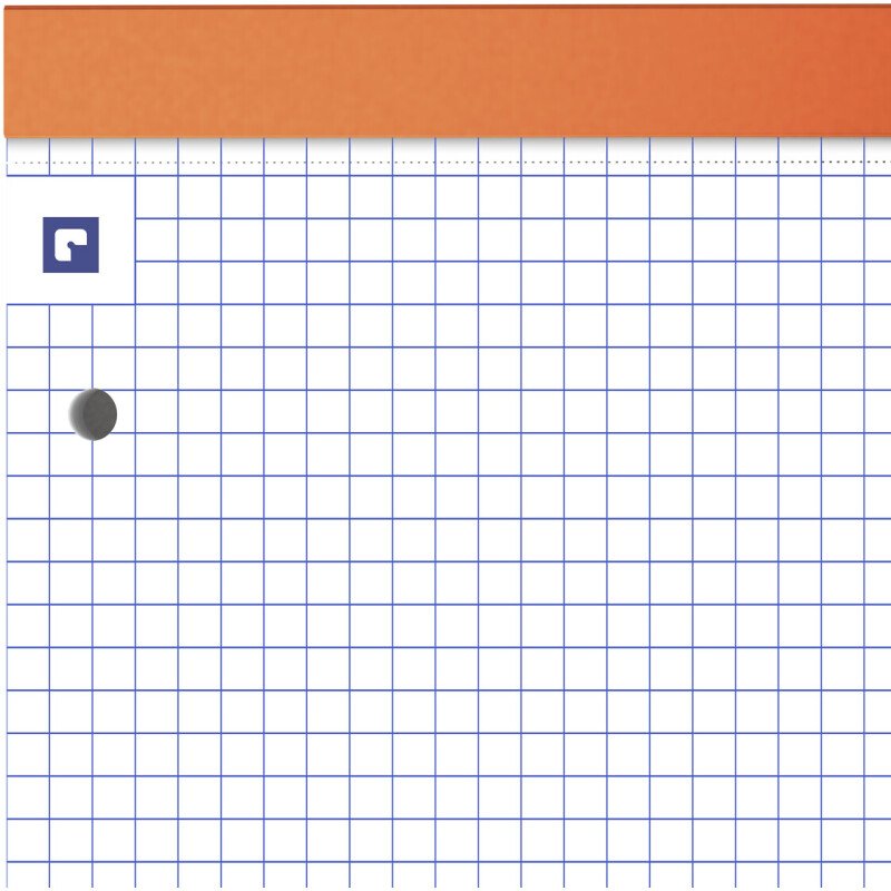 Bloc de bureau Oxford 23 x 29,7 cm orange agrafé - 5 x 5 mm - 80 feuilles perforées