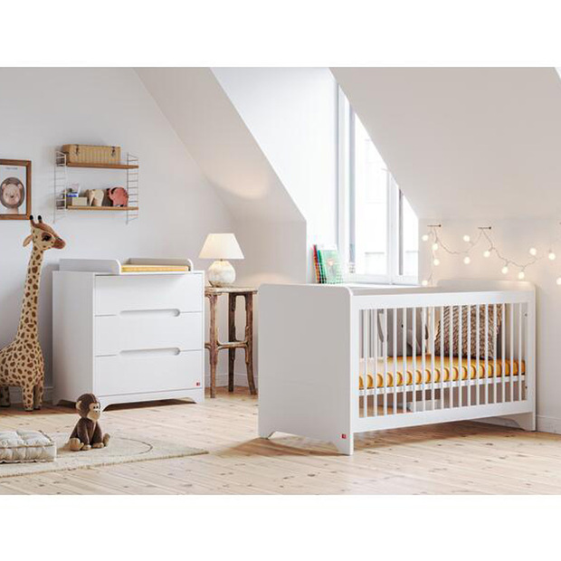 Chambre DUO Lit 60x120 cm + Commode OVA Blanc - VOX