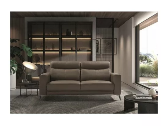 Canapé 3 places design en cuir Jorka 207cm-Couleur Noir