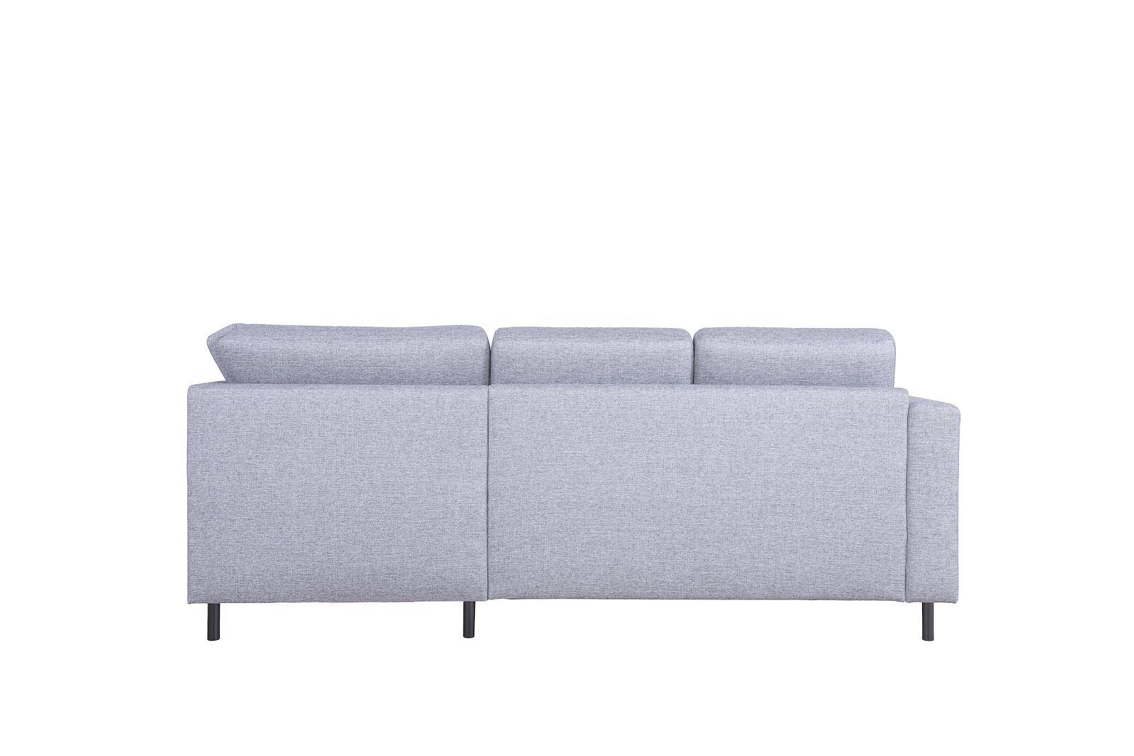 Scandinavia Oppsett 7 22 hjørnesofa. Tekstil Rocco  570 Lys grå med sorte ben