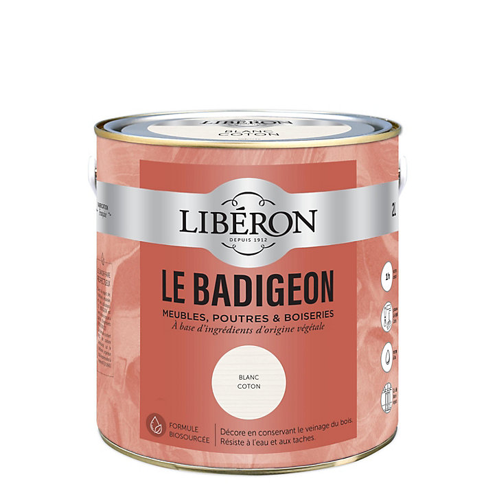 Badigeon meubles, poutres et boiseries Libéron blanc 2L