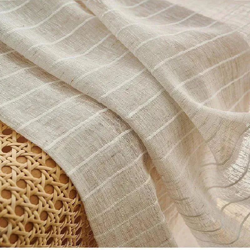 Modern Boho Style Yarn Linen Stripe Curtain