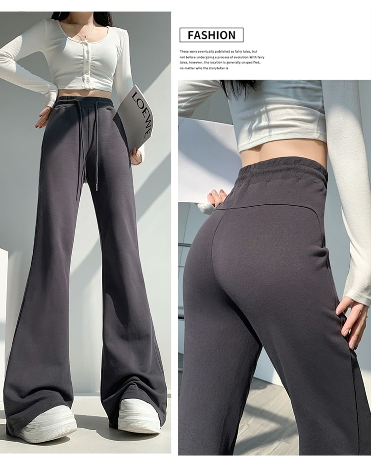 Malrowe - Hoge taille effen uitlopende broek