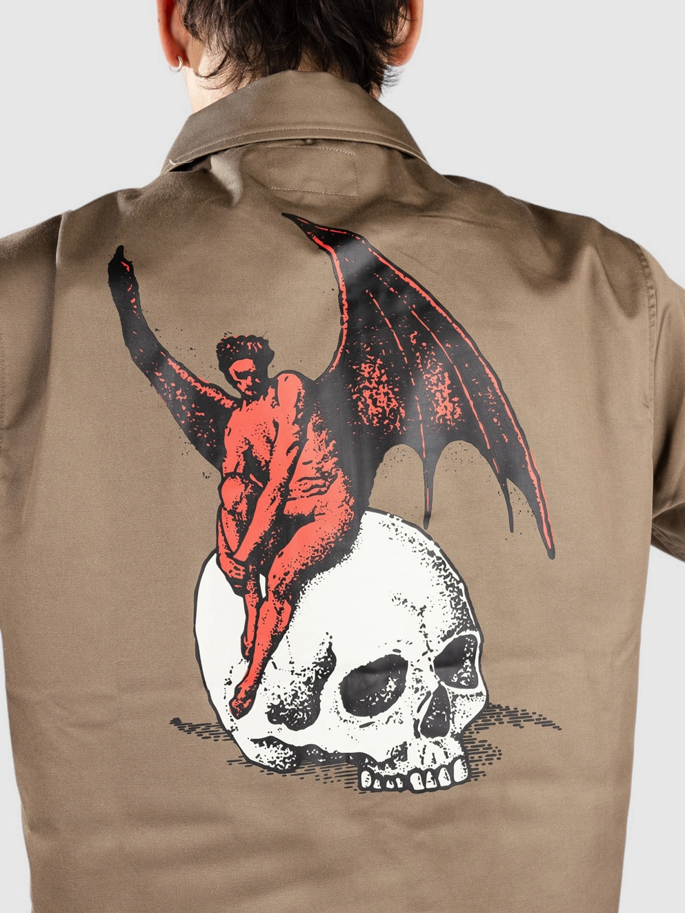Welcome Nephilim Zip-Up Twill Work Shirt stone