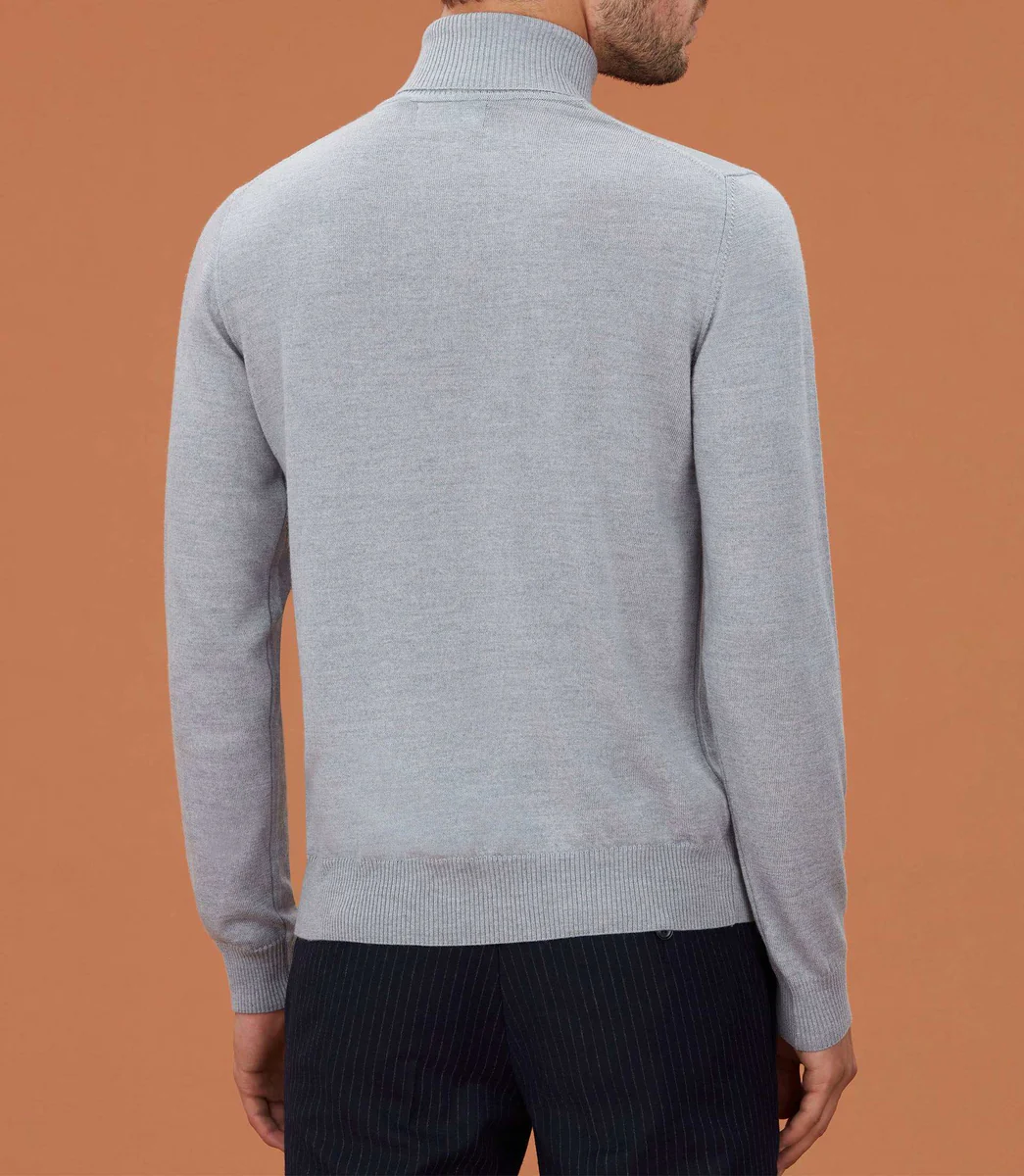 Pull col roulé gris clair 