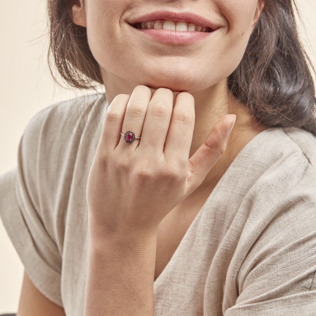 Bague Leona Or Rose Rubis Et Saphir Et Diamant