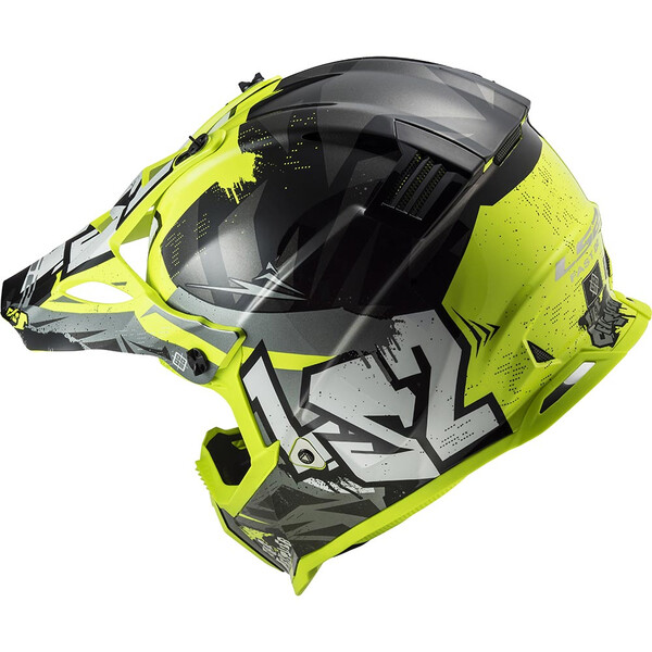 LS2 - Casque MX437 Fast Evo II Mini Crusher Jaune fluo / Noir / Gris / Brillant