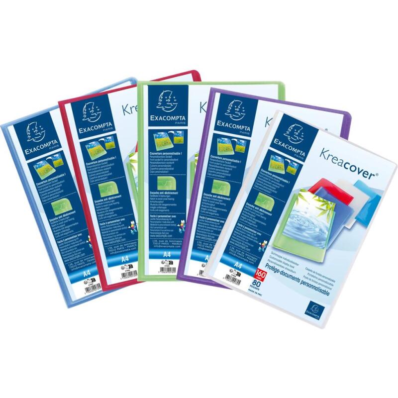 Protège-documents polypropylène semi-rigide KreaCover® Chromaline 80 pochettes - 160 vues - A4
