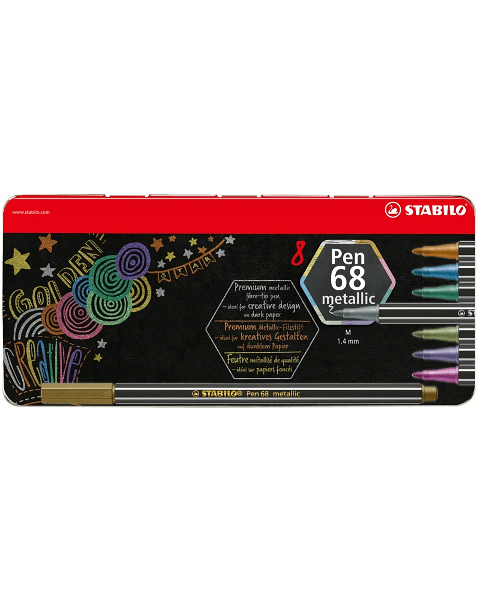 Filzstift STABILO® Pen 68 METALLIC 8er im Metalletui