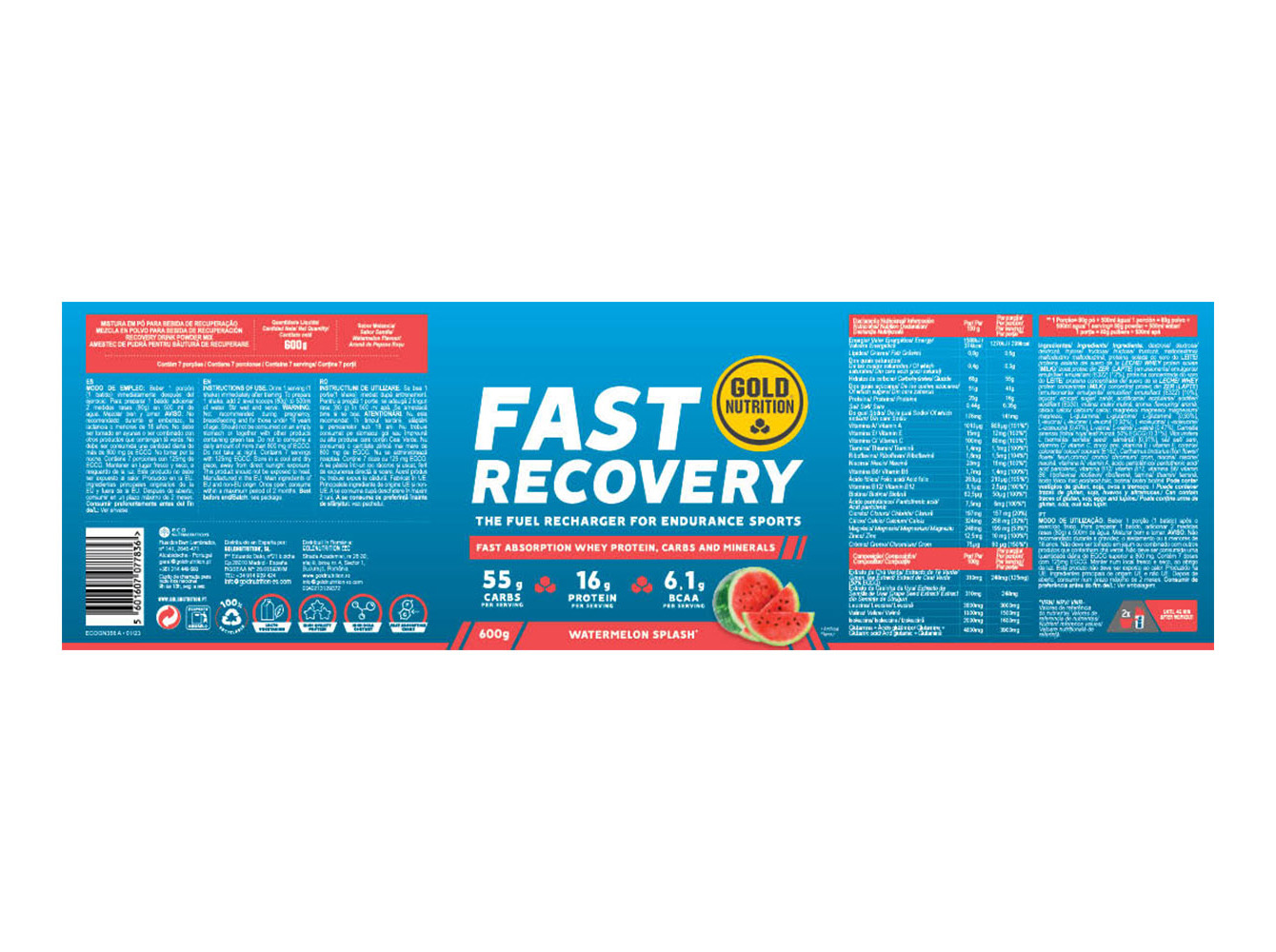RECUPERADOR GOLDNUTRITION FAST RECOVERY MELANCIA 600 G