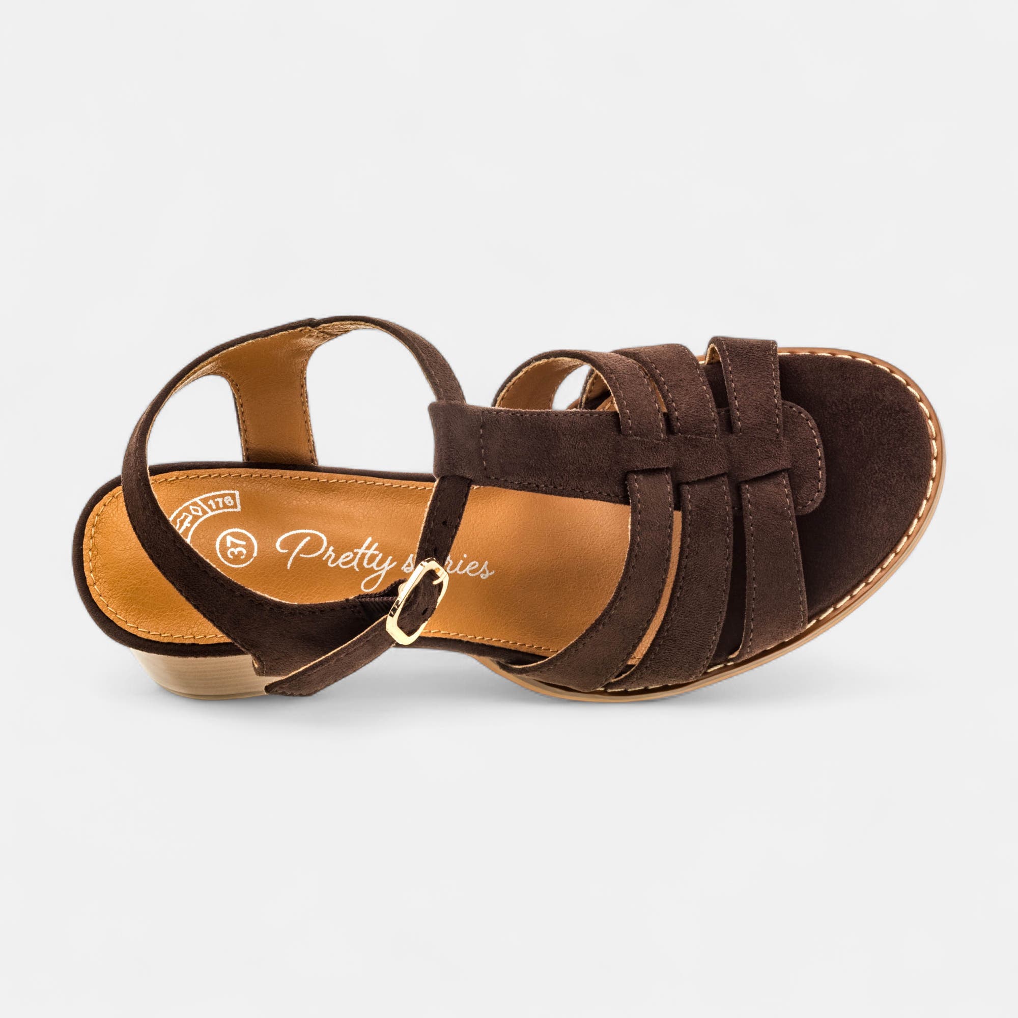 Nu-pieds à talon compensé Femme marron