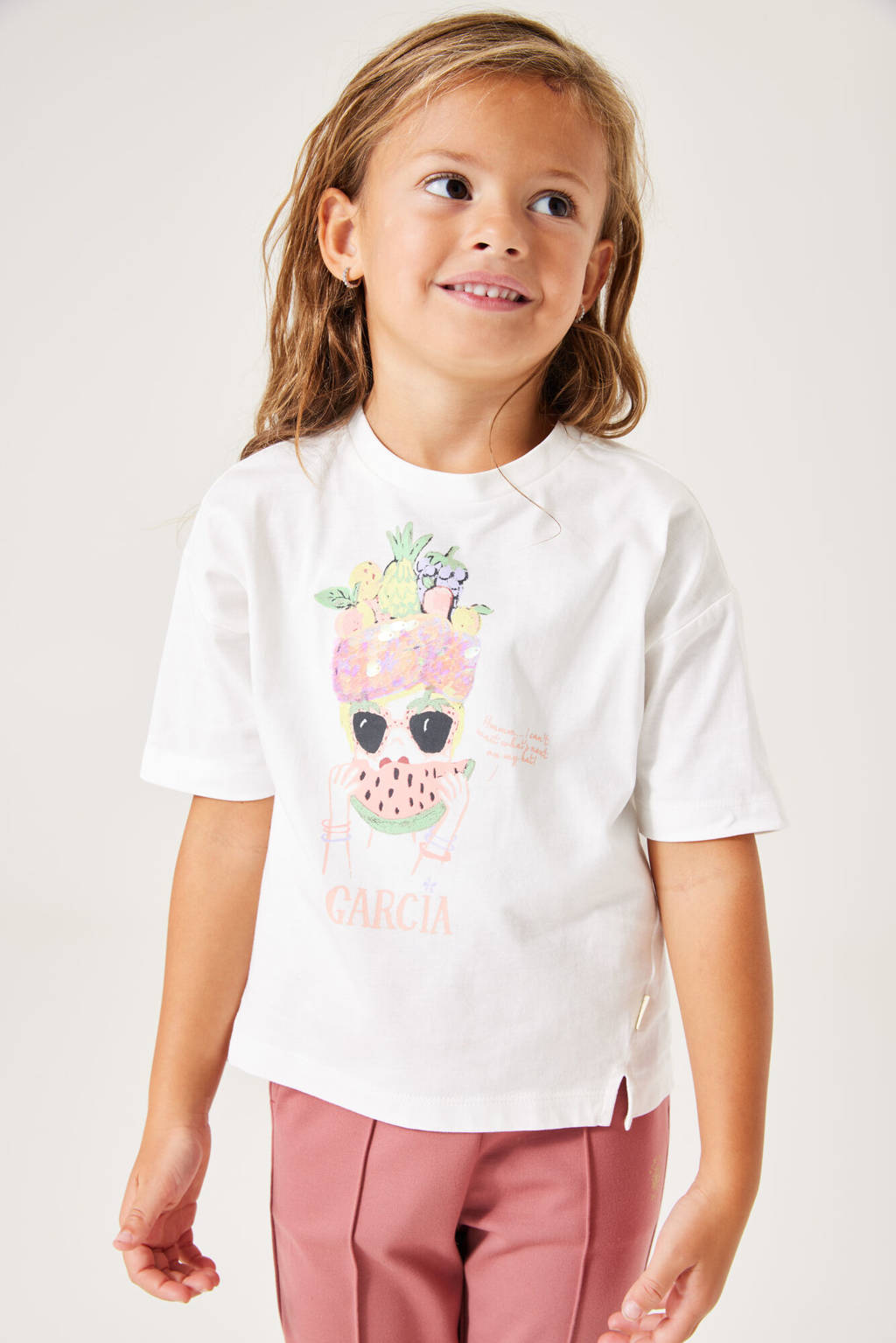 Garcia T-shirt met printopdruk wit