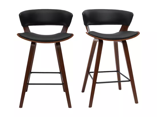 Tabourets de bar design noir et bois foncé H65 cm (lot de 2) SYRAH