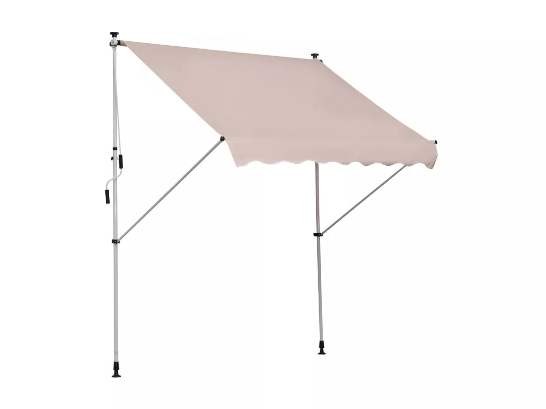 Store banne manuel rétractable 2L x 1,5l x 1,7-2,8H m inclinaison réglable installation rapide métal alu polyester beige
