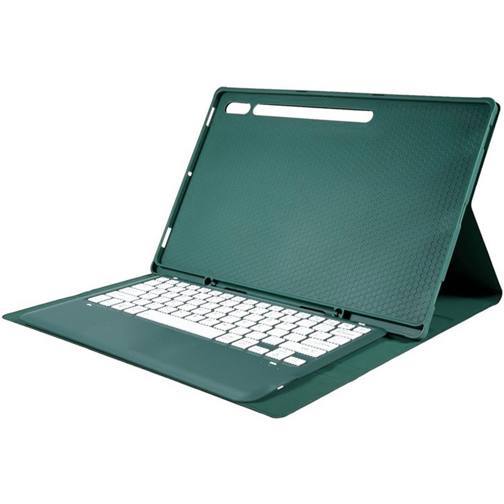 Samsung Galaxy Tab S9 Ultra Leder Tasche mit abnehmbarer Bluetooth Tastatur Keyboard   S-Pen Halterung (QWERTY) - Dunkelgrün