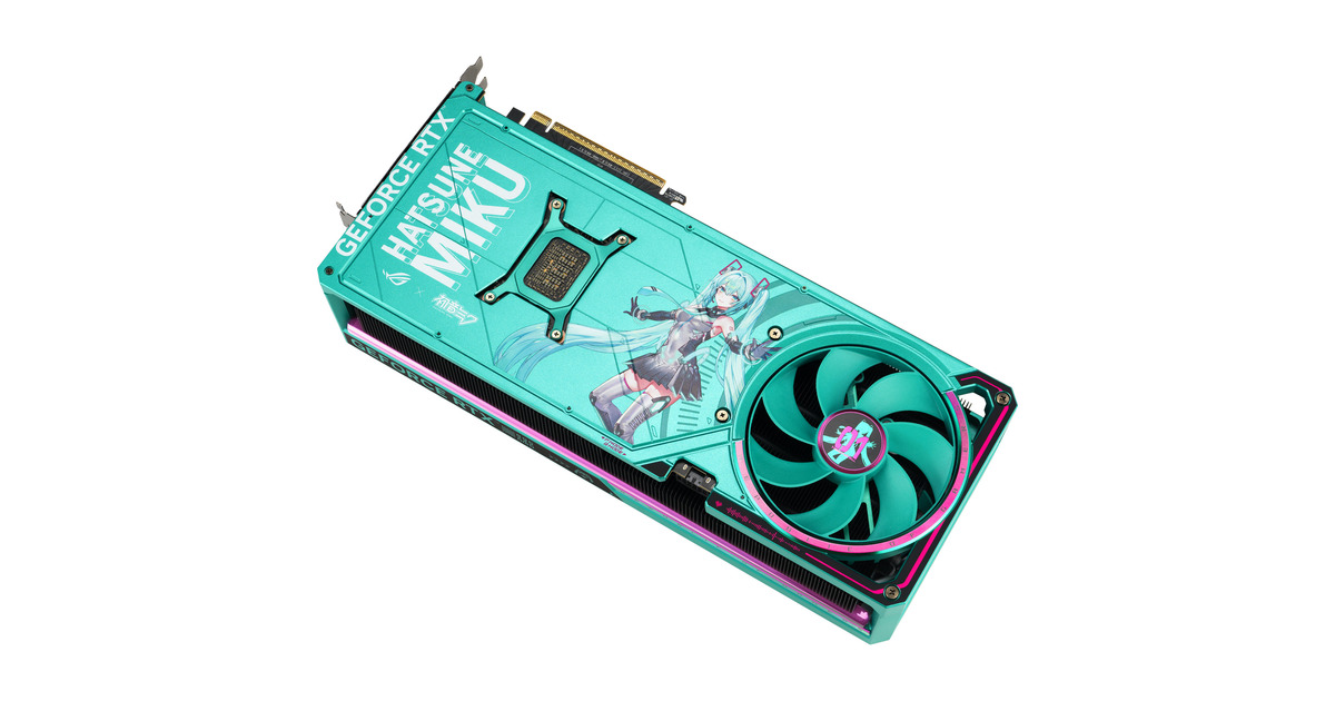 ASUSGeForce RTX 5080 ROG ASTRAL GAMING OC Hatsune Miku Edition grafische kaart  (Turquoise, DLSS 4, 3x DisplayPort, 2x HDMI 2.1)