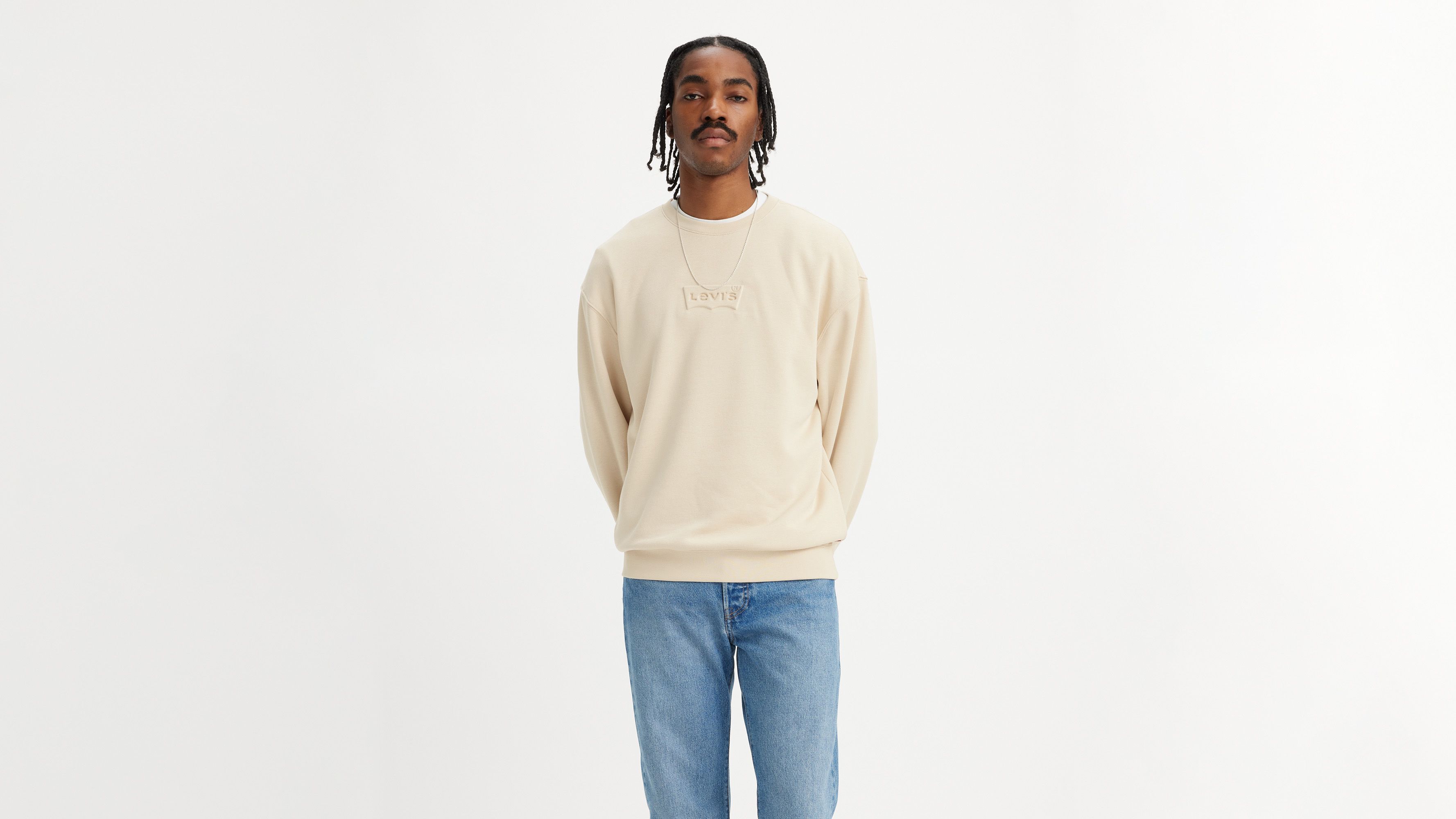Sweat-shirt col rond graphique Relaxed - Batwing Crew Fog - Cream