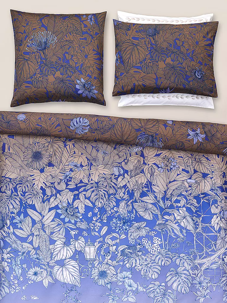 CHRISTIAN FISCHBACHER Satin-Deckenbezug BLUE HOUR 140x200cm Blau/Kupfer kupfer