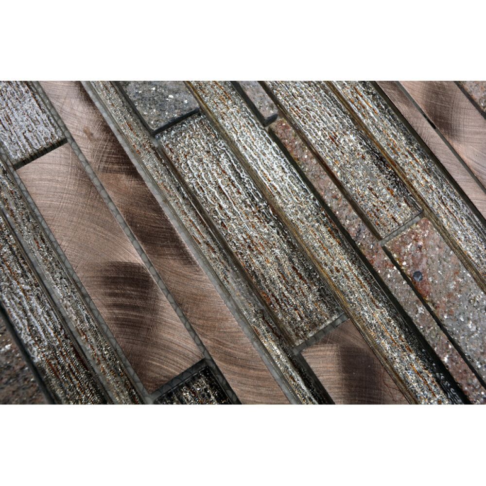 MOSAIKK INTERLOCK CRYSTAL/STONE/ALLOY MIX BEIGE/COPPER XAM