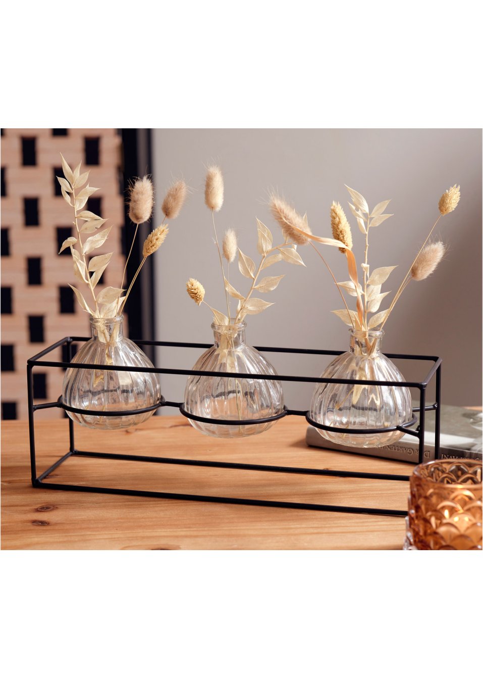 Set de vases avec socle en métal