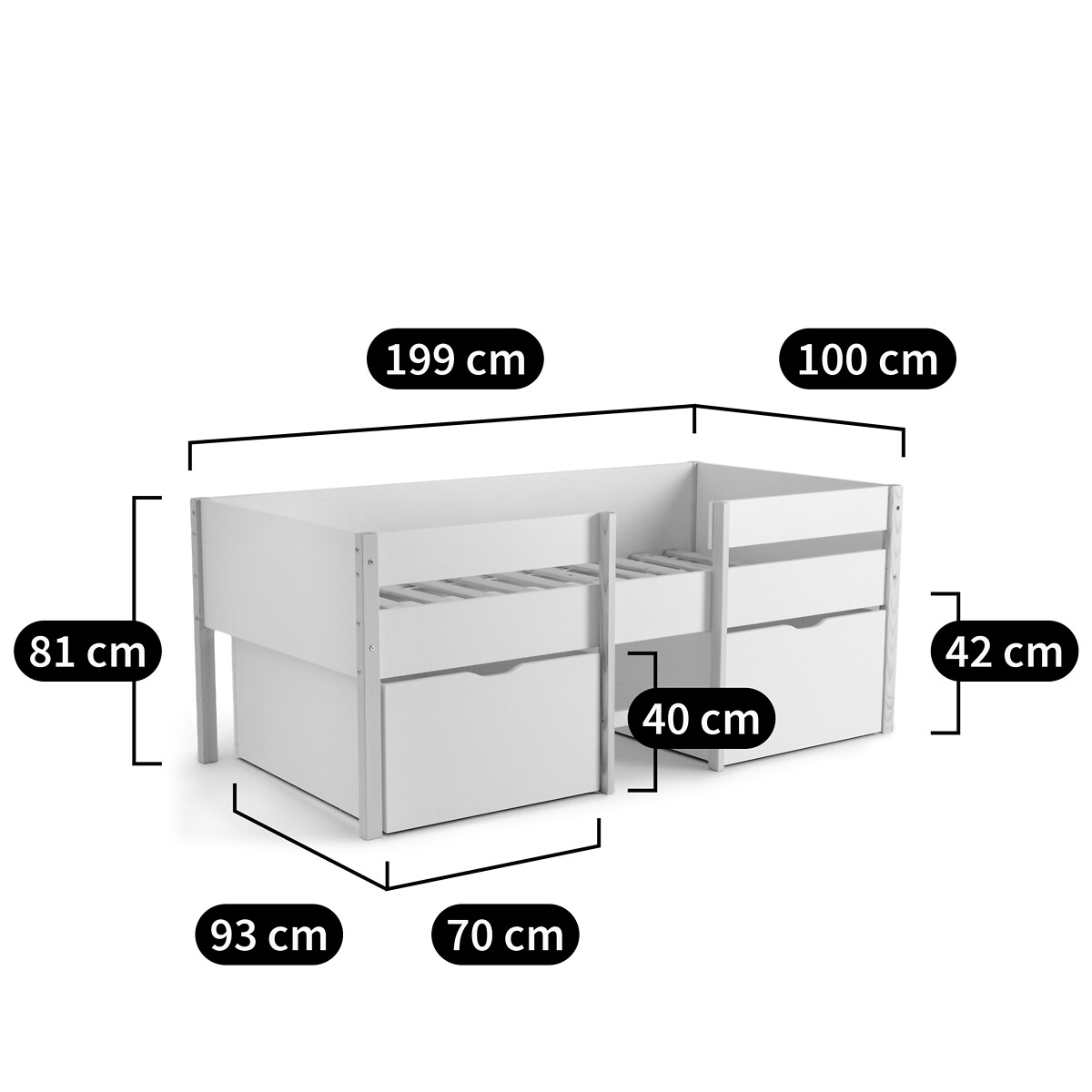 LA REDOUTE INTERIEURS<br>Cama infantil de altura média, Danis