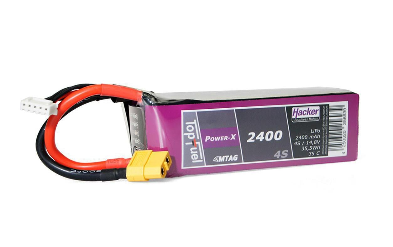 RC-Akku LiPo 2400 mAh 14.8 V 35C TopFuel Power-X MTAG4S LiPo-Akku für Flugmodelle