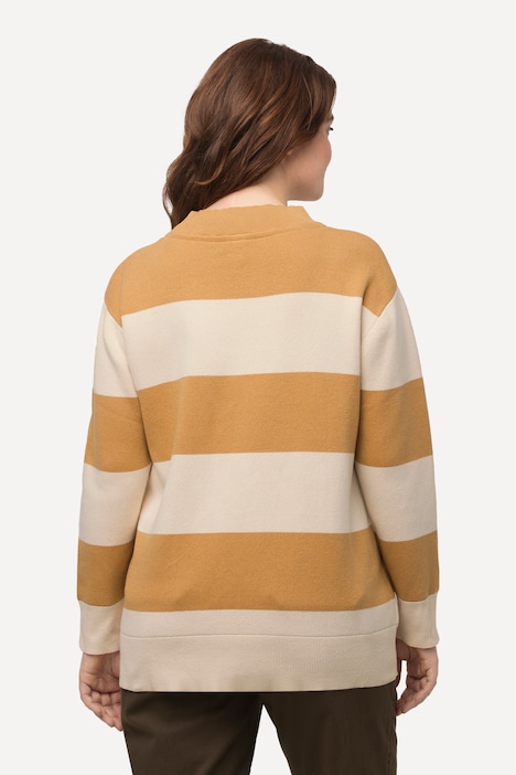 Pullover, Streifen, Stehkragen, Langarm, Biobaumwolle