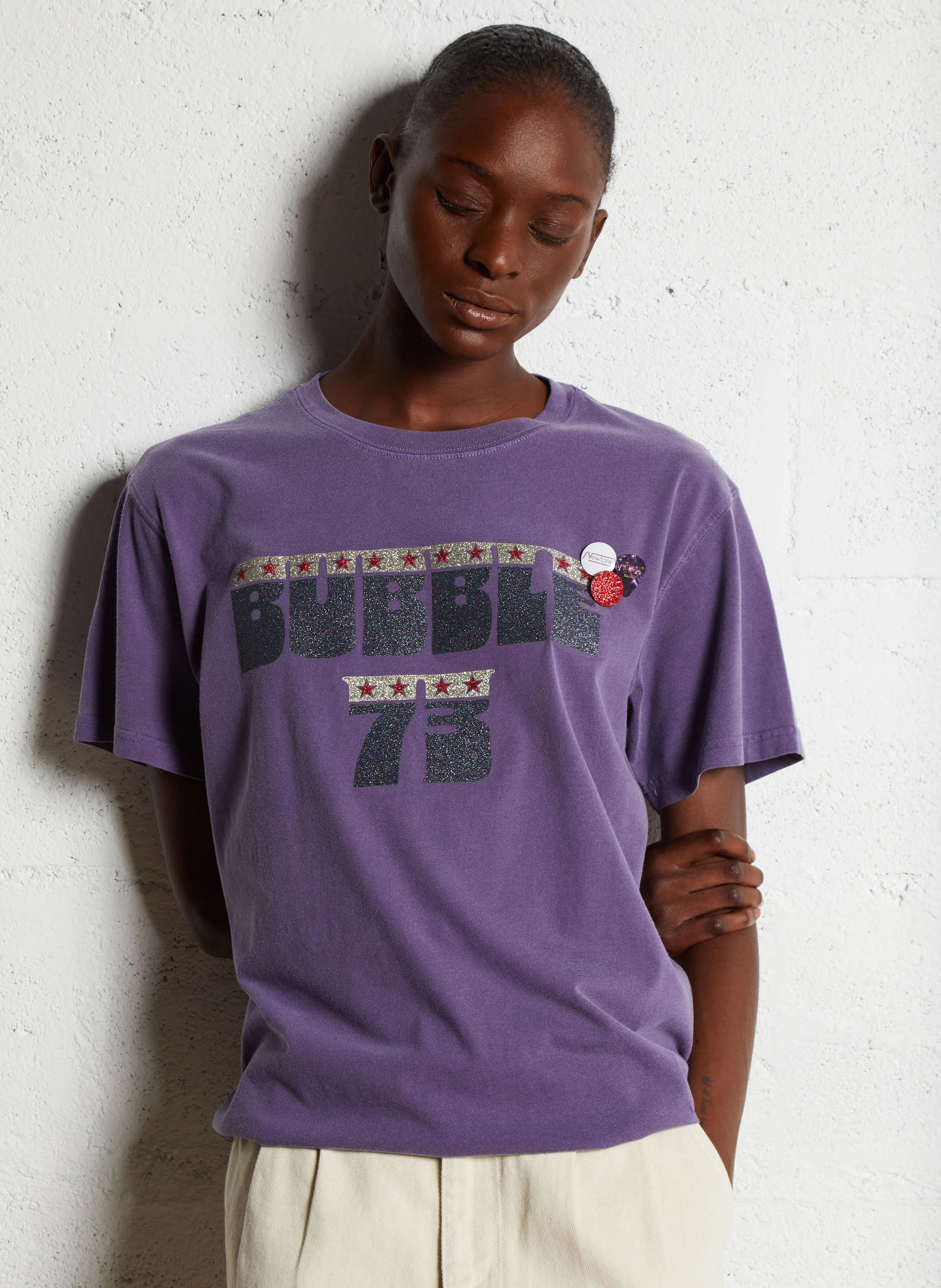 TRUCKER BUBBLE - Tee-shirt droit col rond sérigraphié en coton | Violet