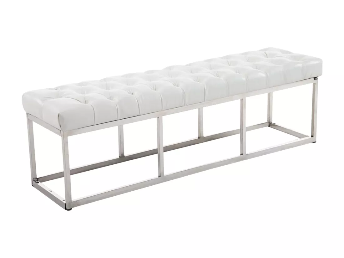 Banquette - Similicuir & Acier inoxydable - Blanc - Amun