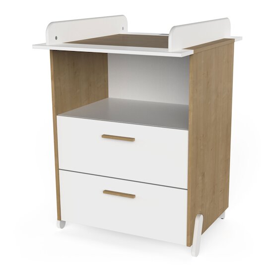 Naili Commode à langer 2 tiroirs   Chêne hamilton / blanc        de               CBA Meubles