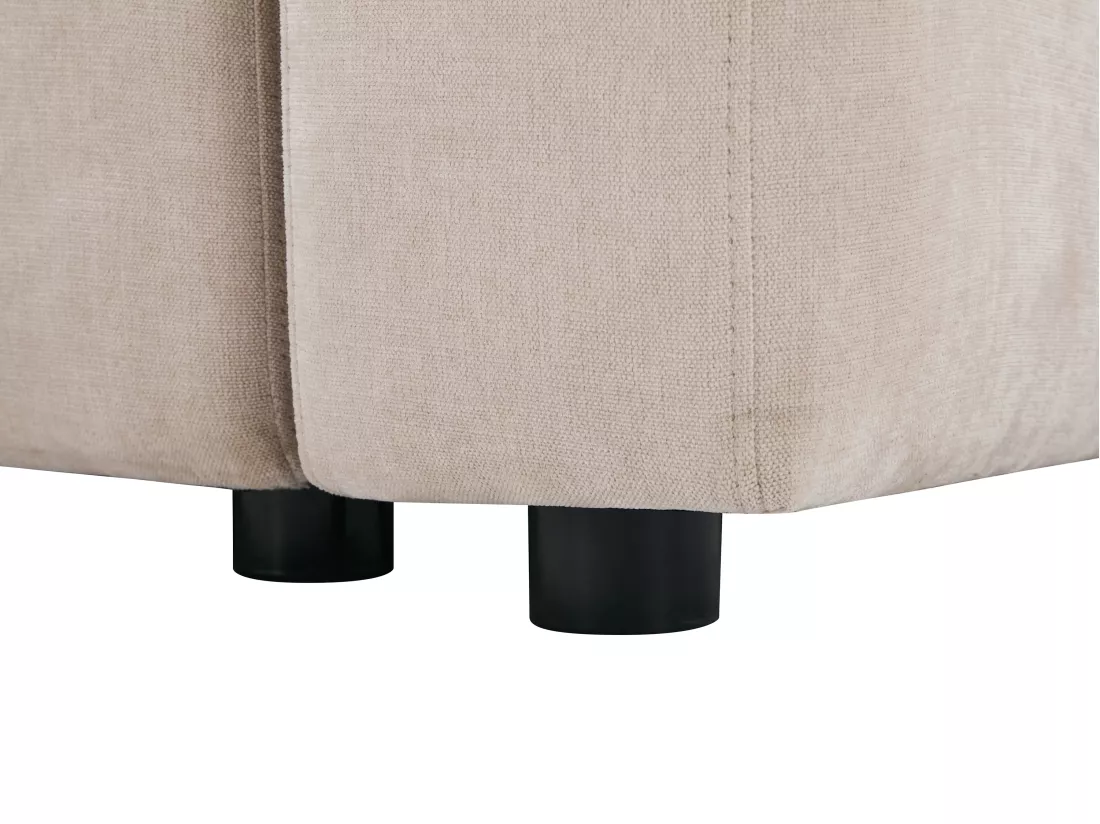 Canapé d'angle gauche relax électrique avec assise coulissante en tissu beige OLMERIO