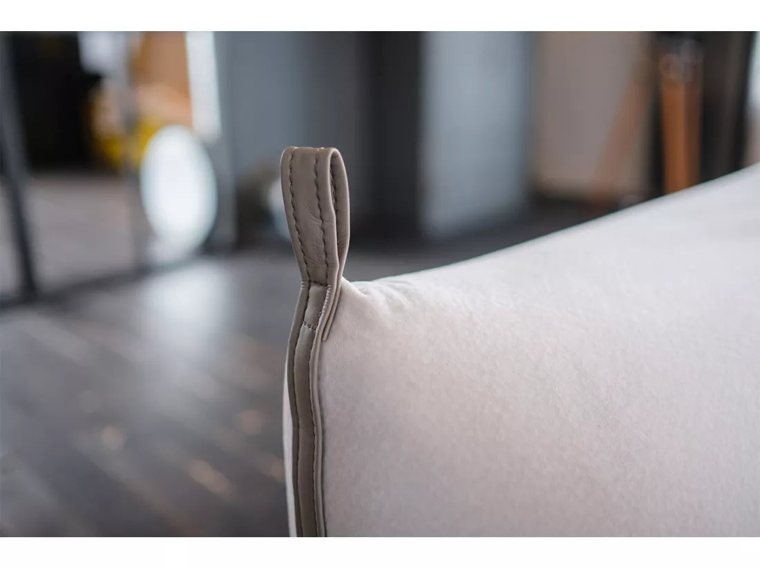 Canapé-lit - blanc crème tissu tissé - CANE