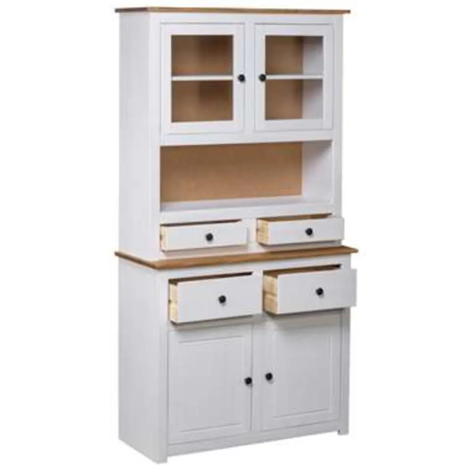 vidaXL - Hoge Kast - Wit - Grenenhout