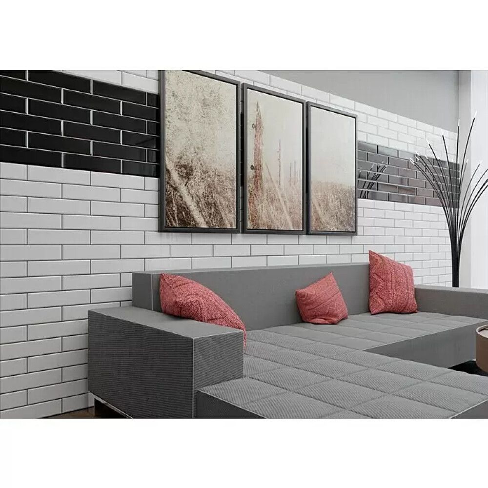 VEGGFLIS METRO FASADE KANTER 10X30CM 0,99M² HVIT BLANK