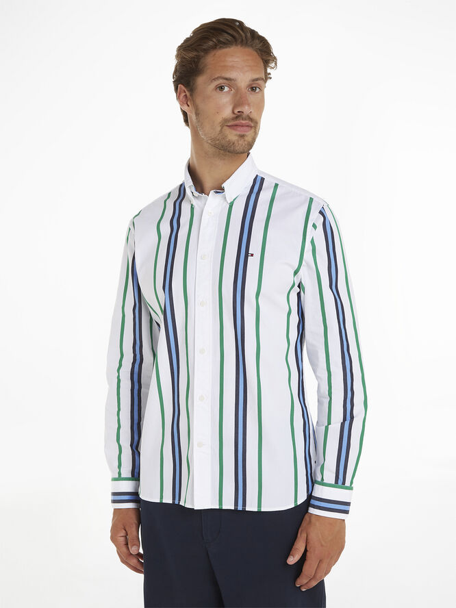 Tommy Hilfiger VERTICAL POLO STRIPE RF SHIRT Olympic green / multi