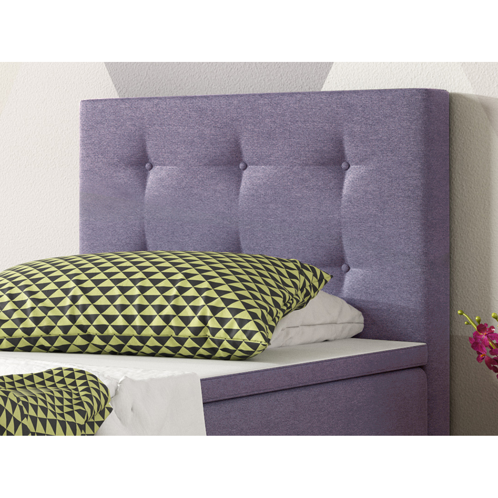 Boxspringbett - lila - mit Topper - H3 - 90x200 cm
